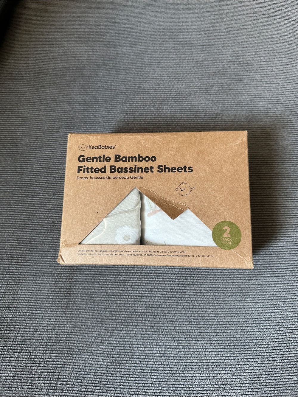 KeaBabies Gentle Bamboo Fitted Bassinet Sheets - Cream Floral (2 Pack)